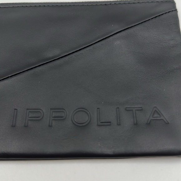 Ippolita Black Leather Jewelry Cosmetic bag pouch NEW 9x4" - Picture 3 of 8